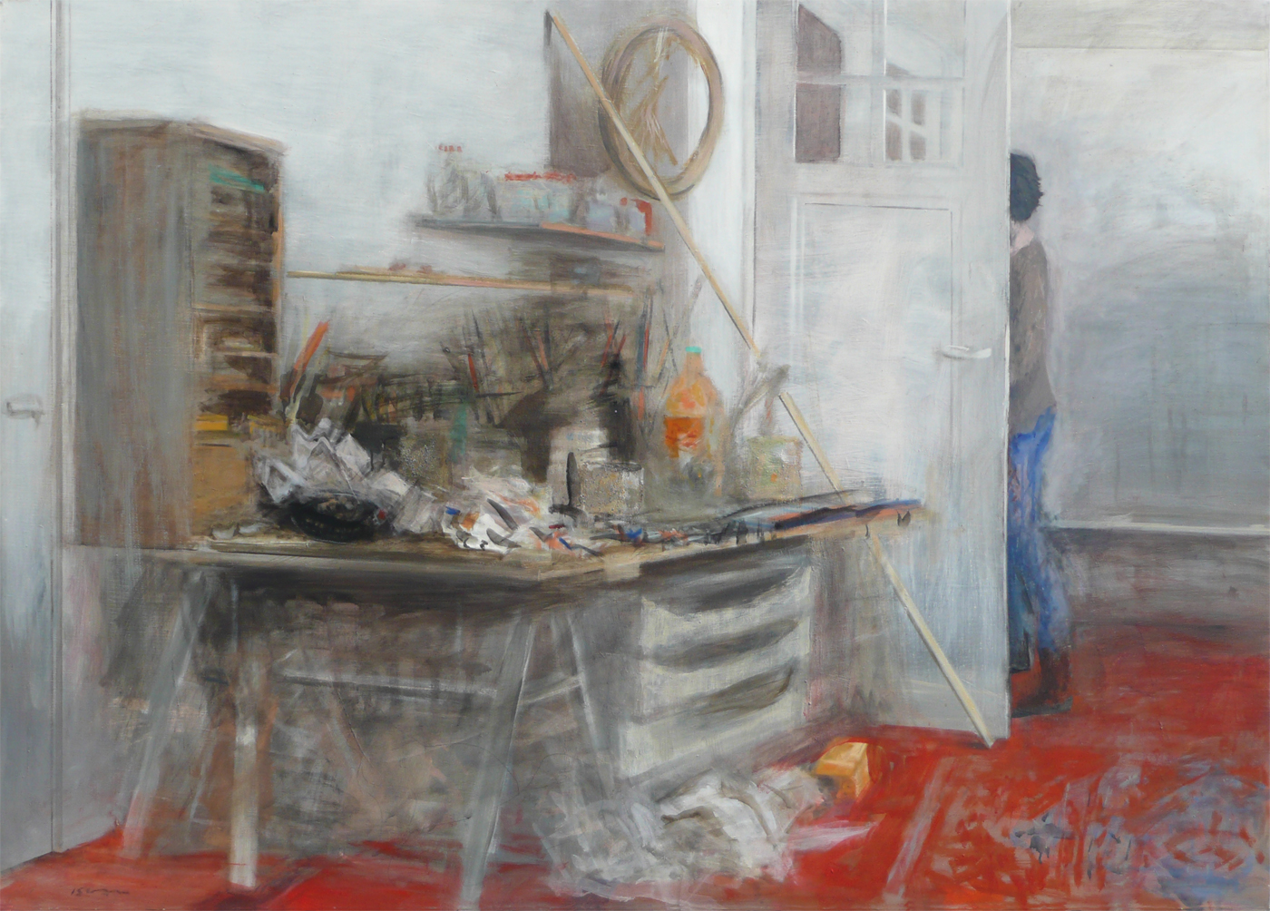 L’atelier plus une figure, 1984-1985, huile sur toile, 162×114 cm