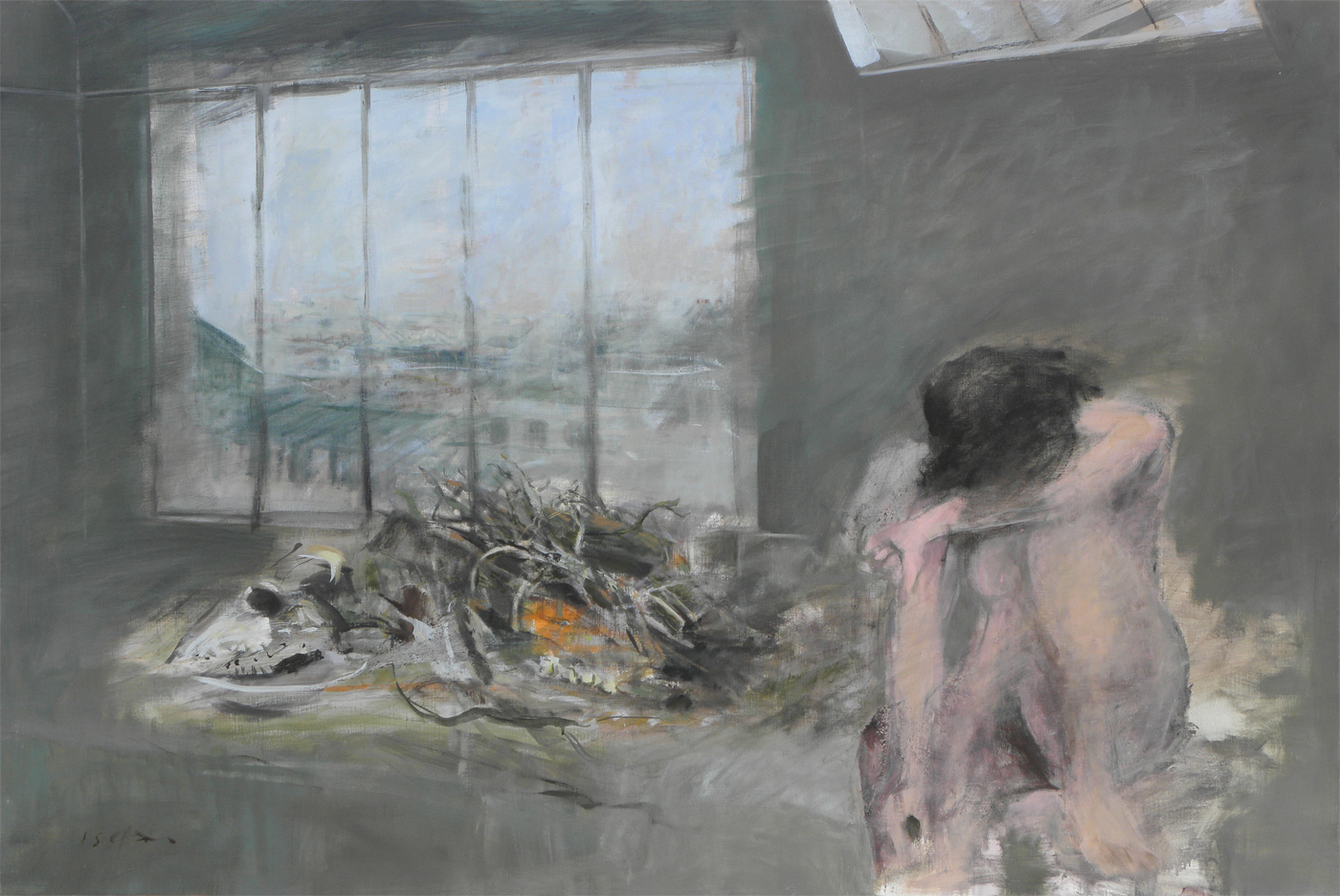 La jeune fille et la mort, 1983, huile sur toile, 130x89cm