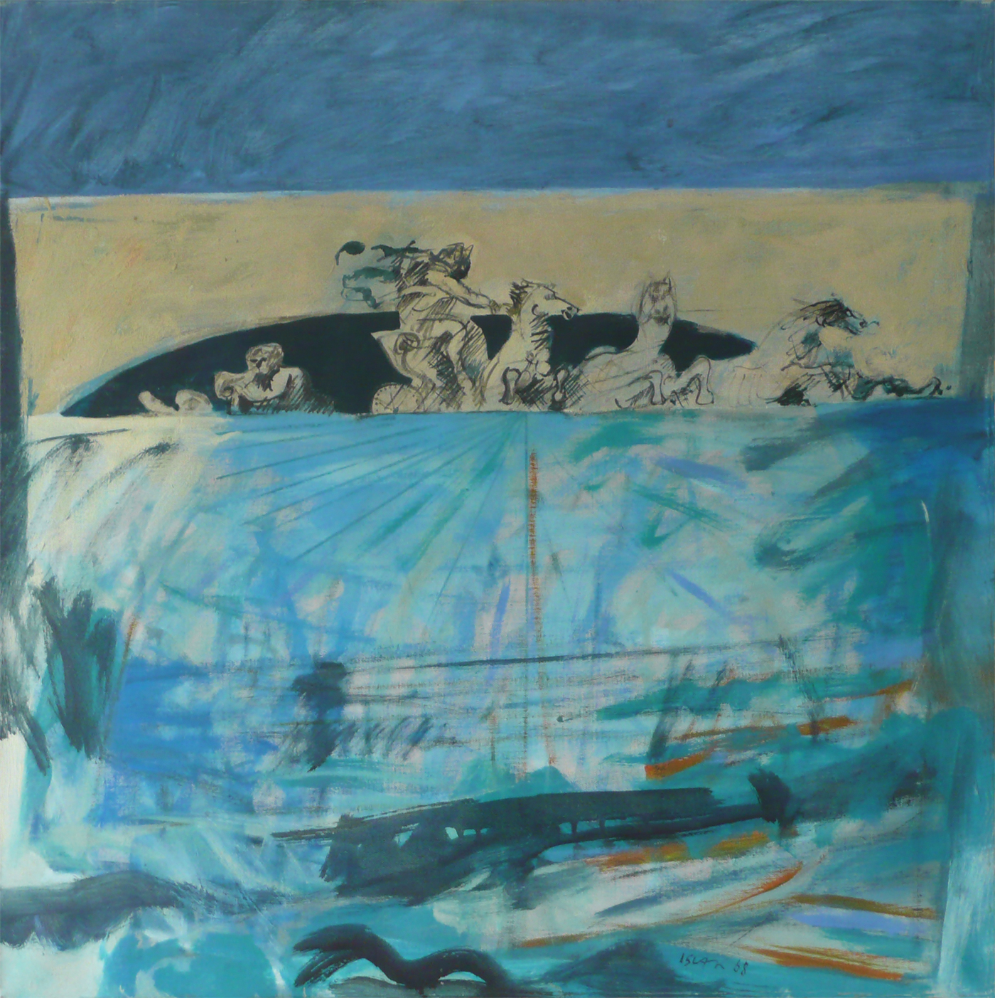 Versailles. Le char embourbé, 1968, huile sur toile, 60x60cm