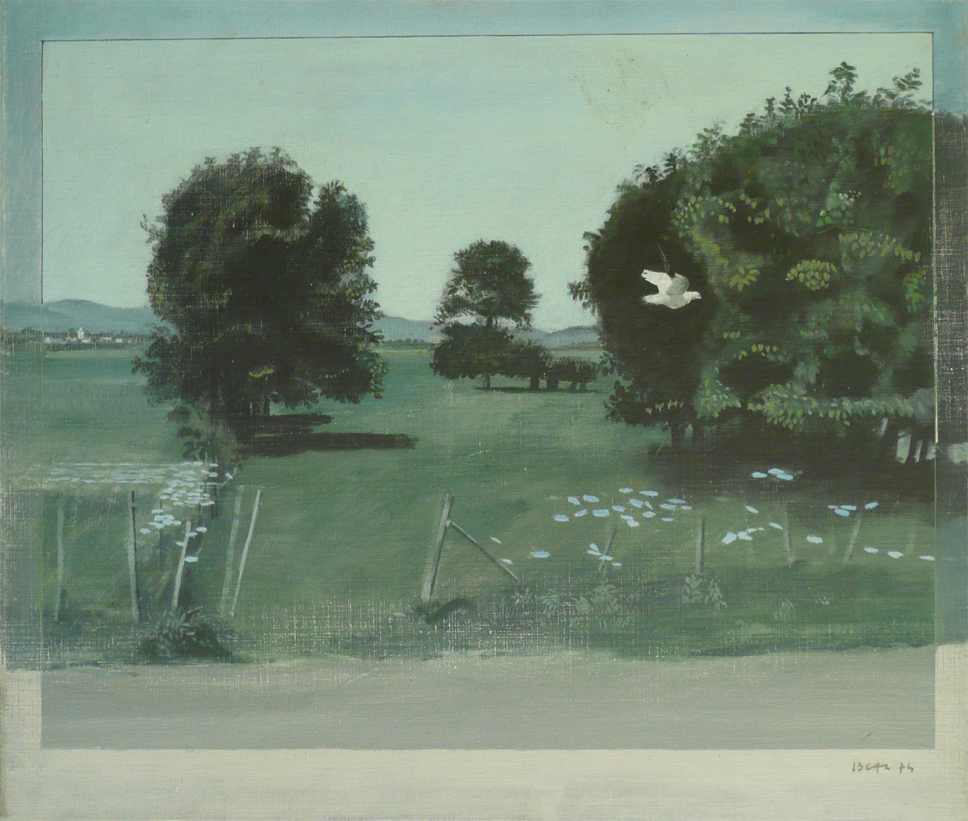 Le paysage traversé, 1974, huile sur toile, 55x46cm