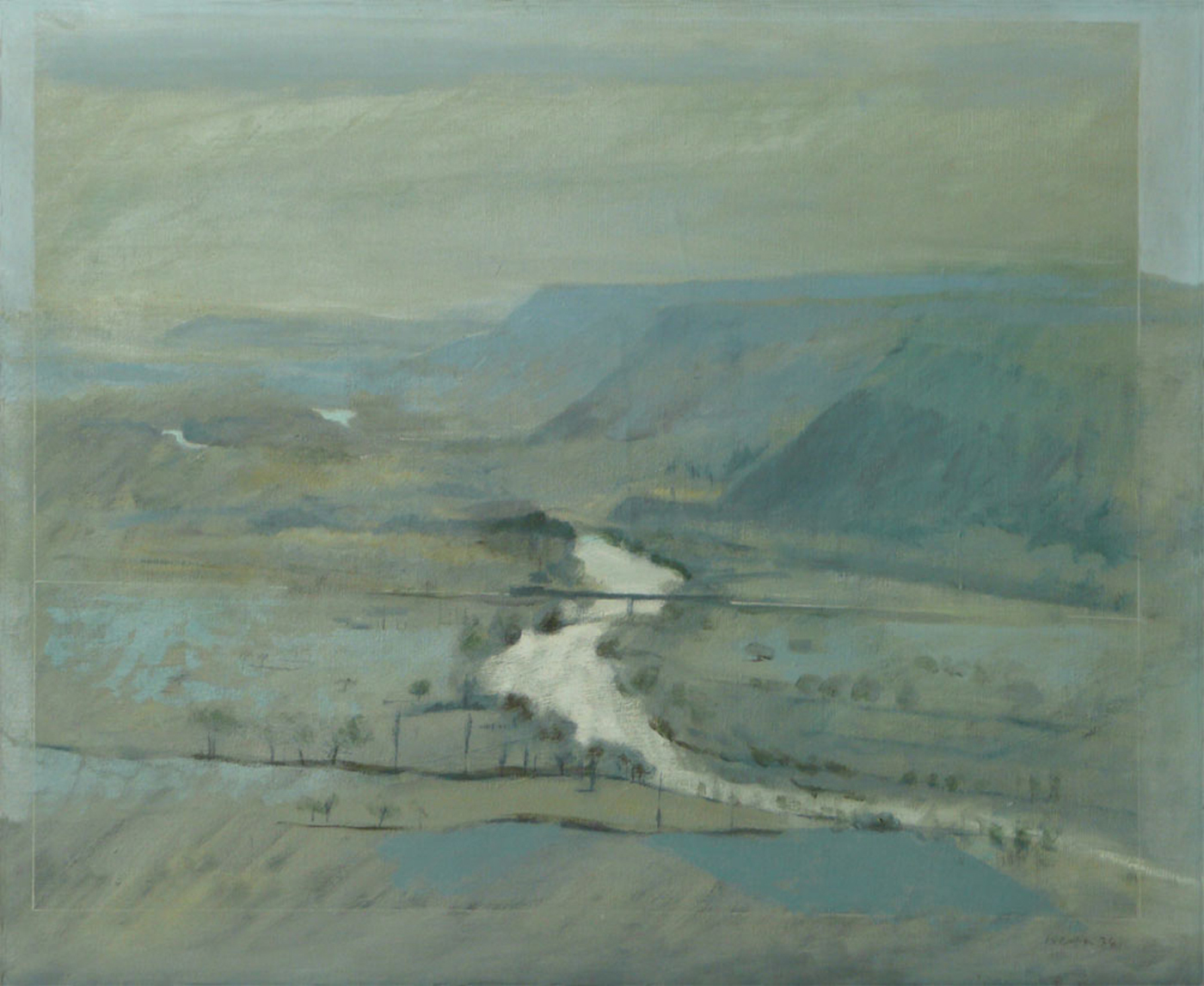 Horizon sud-ouest. Pont de Floirac, 1974, huile sur toile, 61x50cm