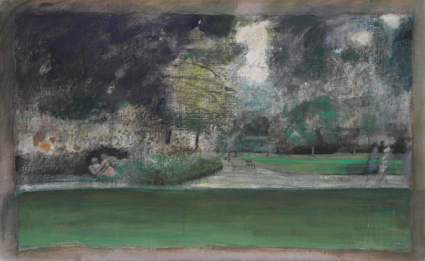 Ombres furtives dans un parc, 1978, huile sur toile, 130x81cm
