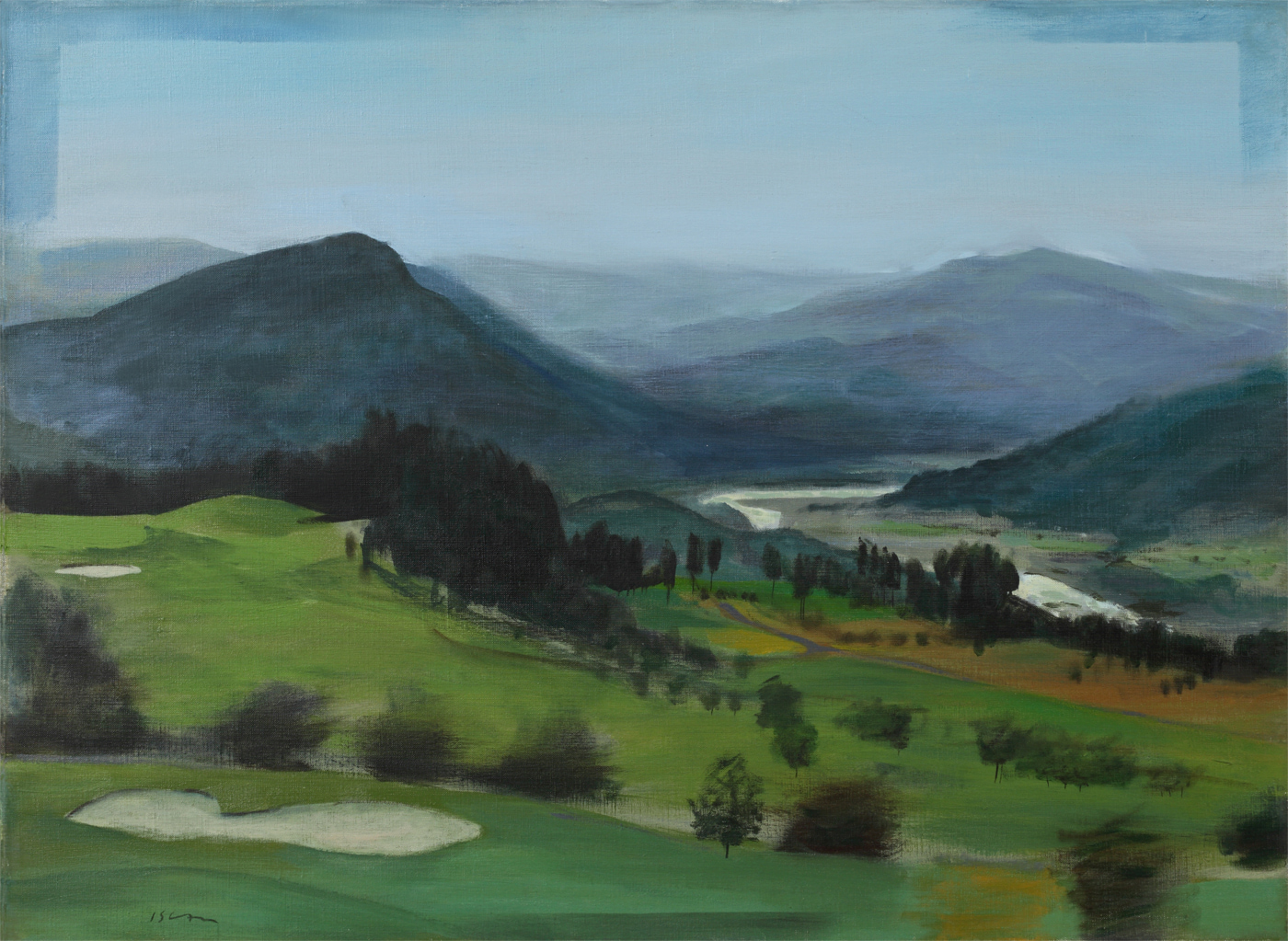 Le green dans les montagnes, 1982, huile sur toile, 73x54cm